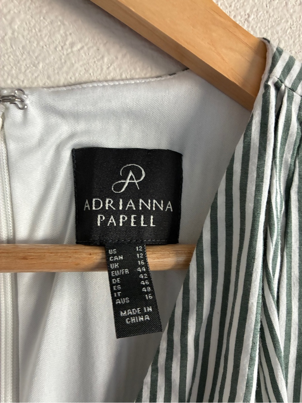 Adrianna Papell Striped V-Neck Sleeveless Midi Dress - Green/White - Picture 5 of 9